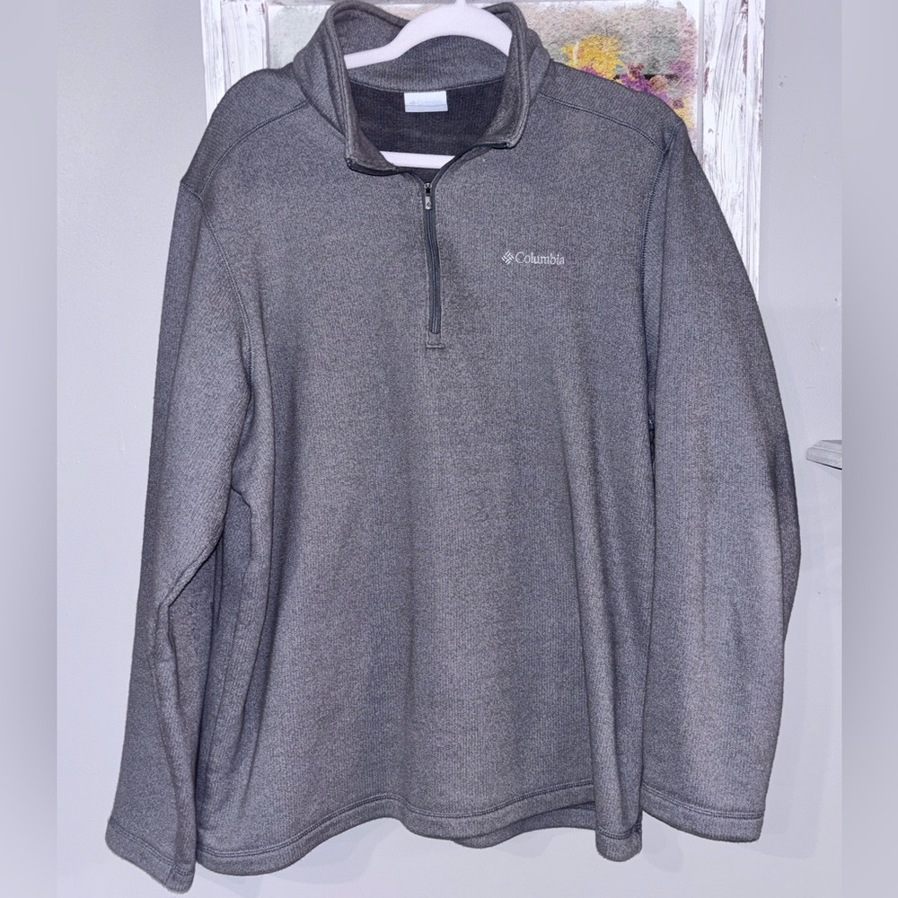 Columbia Sweater Men's Medium Gray 1/4 Zip Pullover Fleece Lightweight Jacket